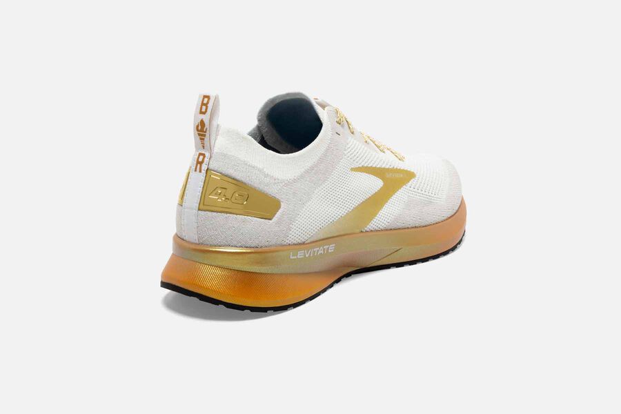 Brooks Levitate 4 Road Running Shoes - Womens - White/Gold - IE2789645